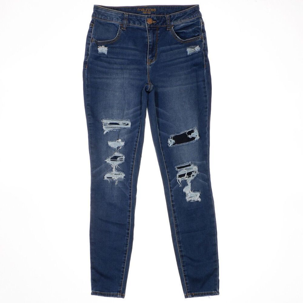 Maurices High Rise Skinny Jeans Size S REG Womens Distressed Stretch 28x28.5
